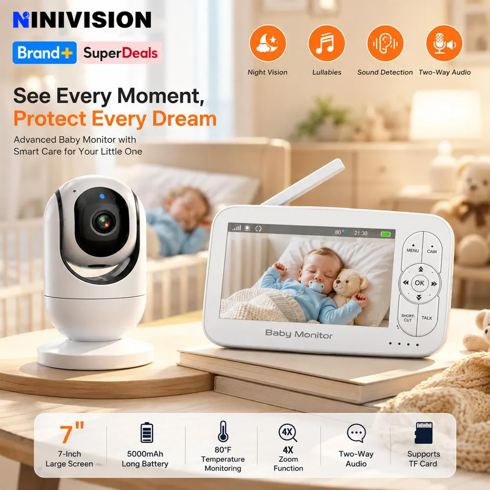 Audio Detect Music - Monitor de Bebê de 7 Polegadas