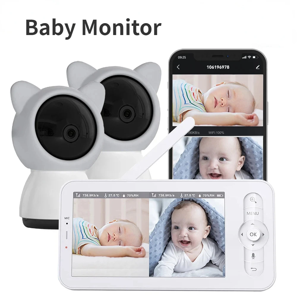 Audio Detect Music - Monitor do bebê hd 5 Polegada