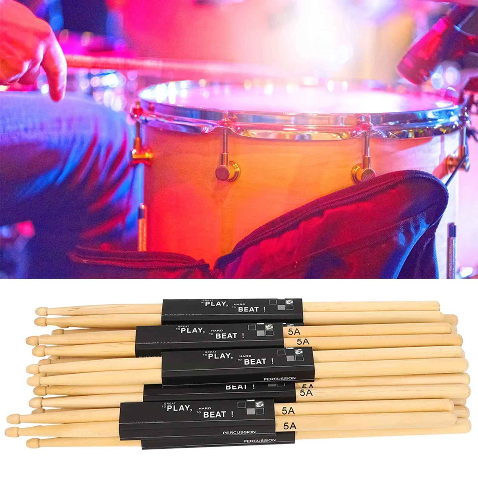 12 pares de baquetas de cabeça - Drum Stick 5A avaliação e preço
